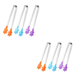 HASTHIP Small Kitchen Tongs for Food and Desserts 6PCS 5.1 in with Silicone Palm Tips | Stainless Steel Handles