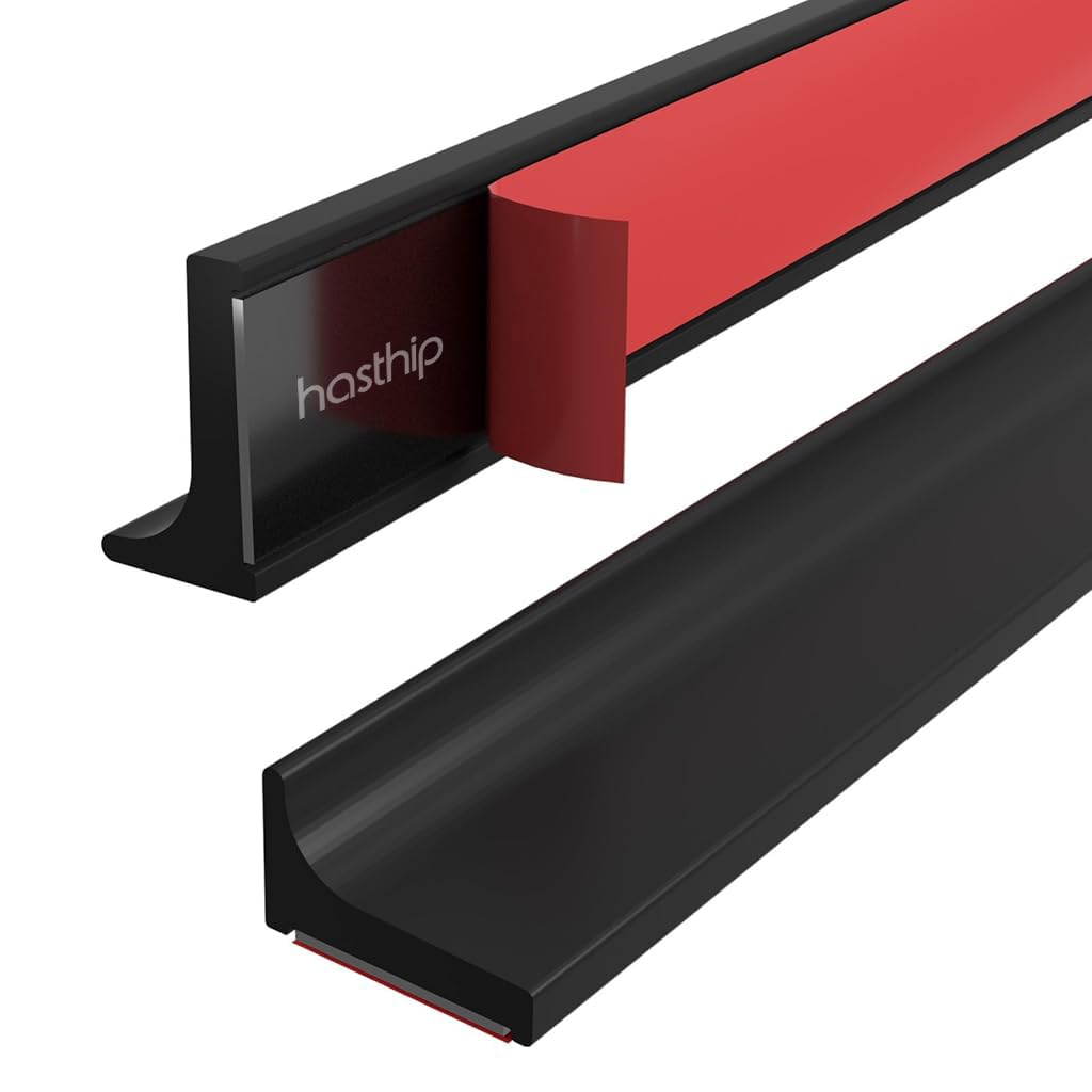 HASTHIP® Shower Threshold Water Dam Barrier3M Adhesive Flexible Silicone Water Stopper Strip for Bathroom and Kitchen Use