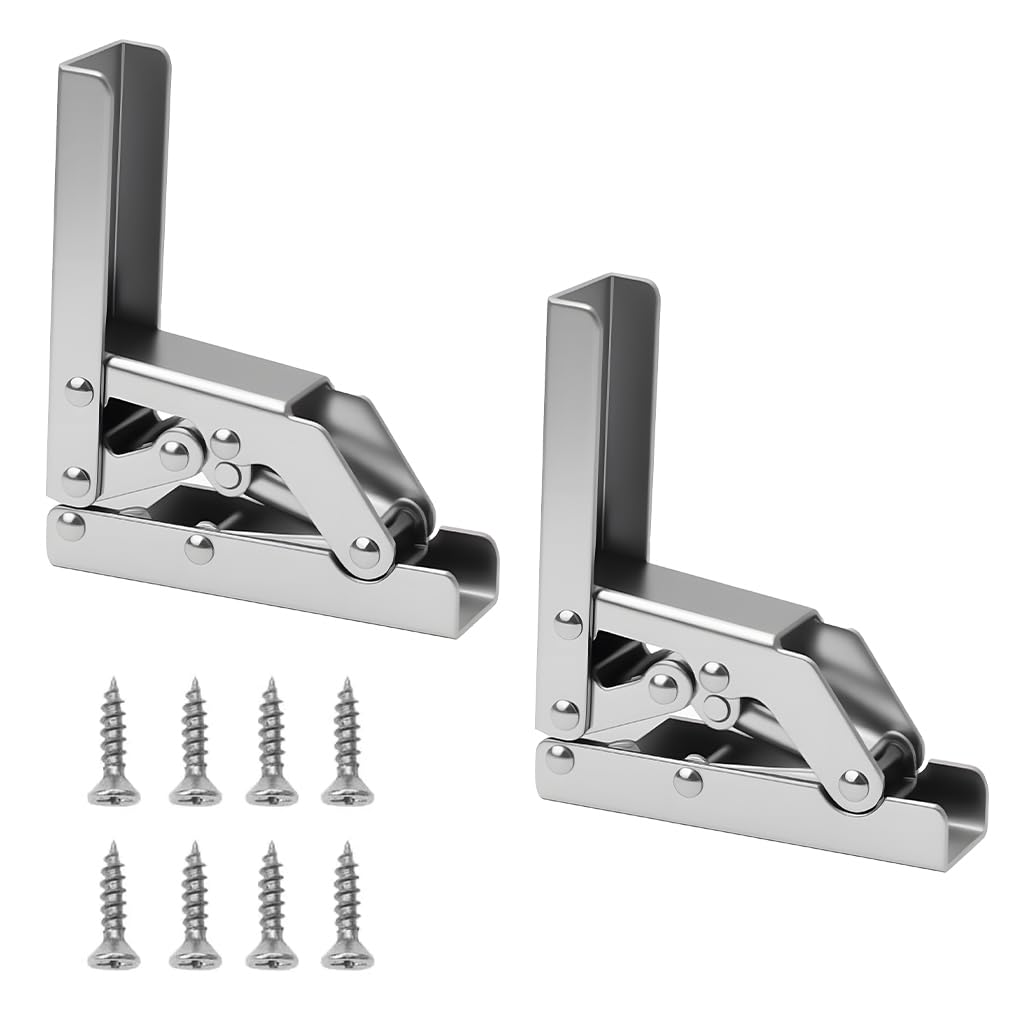 HASTHIP® 90 Degree Folding Door/Shelf Hinge Hidden Bracket Table Holder Furniture Parts(2pcs)