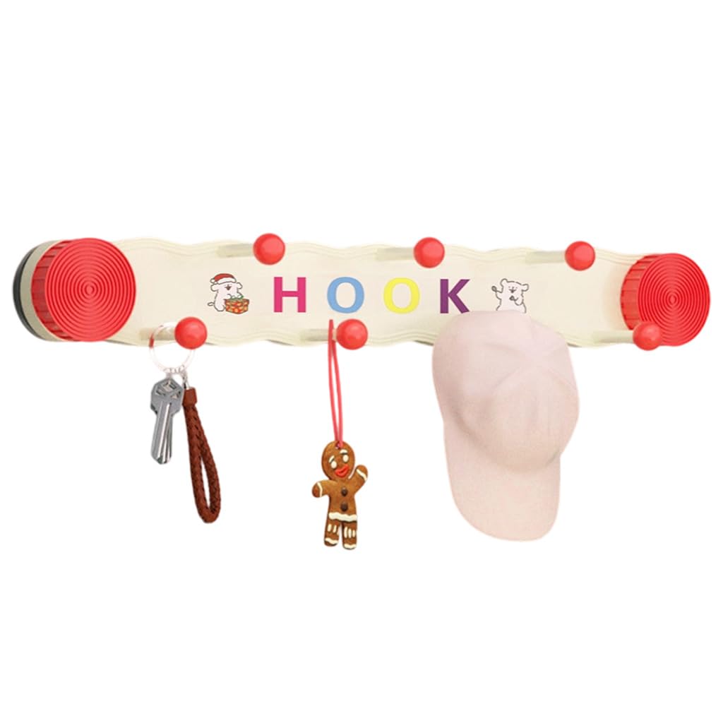 HASTHIP Cloth Hanger for Wall with 7 Hooks featuring Dual-Row Design and Suction Cup Hold | Multicolor Organizer
