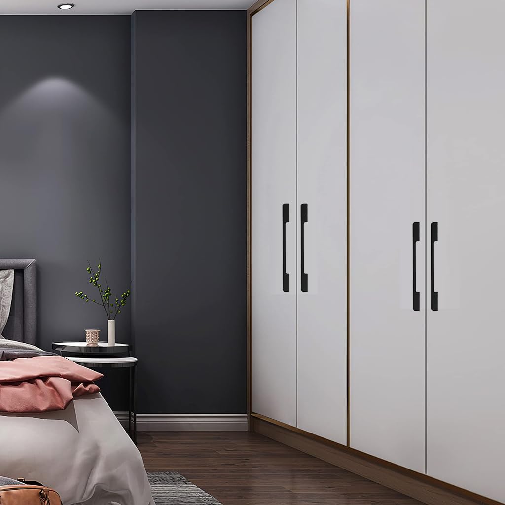 HASTHIP Cabinet Pulls for Kitchen and Vanity with 12.4 in Ergonomic Grip | Sleek Black Aluminum Handles