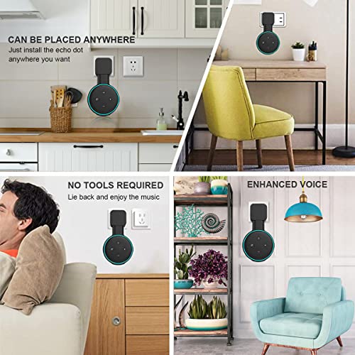 HASTHIP® Black Wall Adapter Holder for Alexa Echo Dot 3rd Generation,A Space Saving Solution with Cord Management for Your Smart Home Speakers,Alexa Echo Dot Accessories,Holder Only