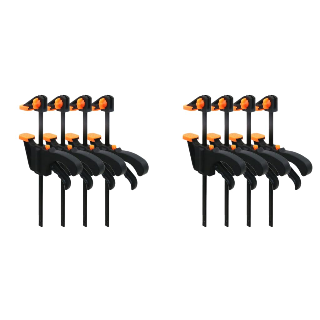 HASTHIP Quick Grip Clamp Set for Woodworking with Quick Release and Anti Scratch Pads | 8PCS 4 Inch Heavy Duty Nylon and Steel