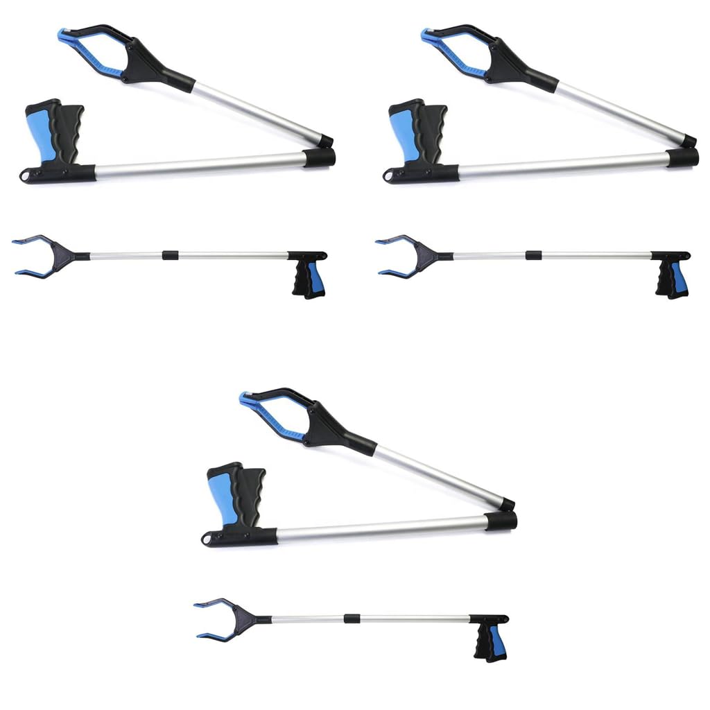 HASTHIP Litter Picker for Rubbish Pick Up featuring Dual Claw Anti Slip Grip 80cm Aluminum Alloy | 3PCS