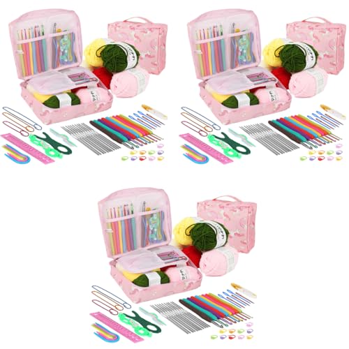 HASTHIP® Crochet Kit for Beginners Adults, Includes Yarn, 321PCS Starter Kit for Kids, Ergonomic Hooks Travel Knitting Supplies