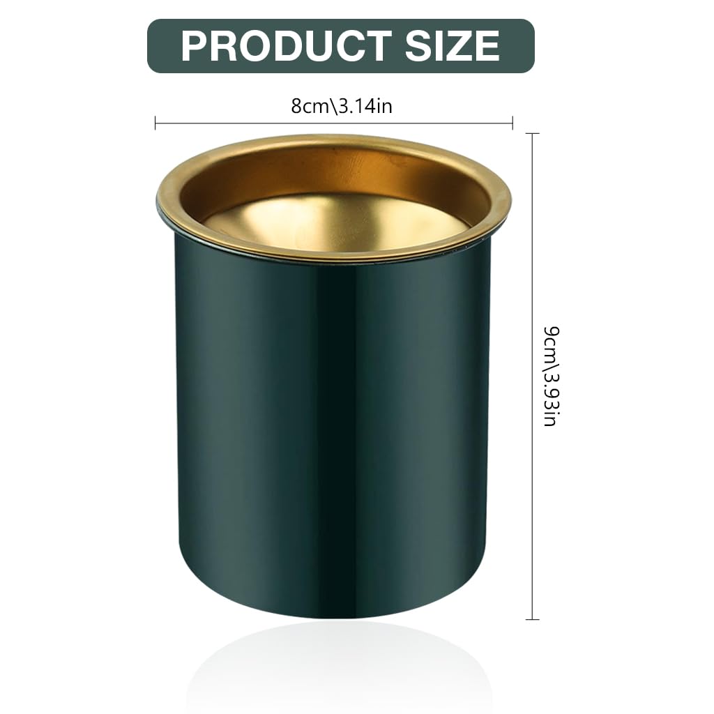 HASTHIP Car Ashtray with Windproof Funnel Lid for Home Office and Car | 3 PCS 3.9 in Stainless Steel Green Design
