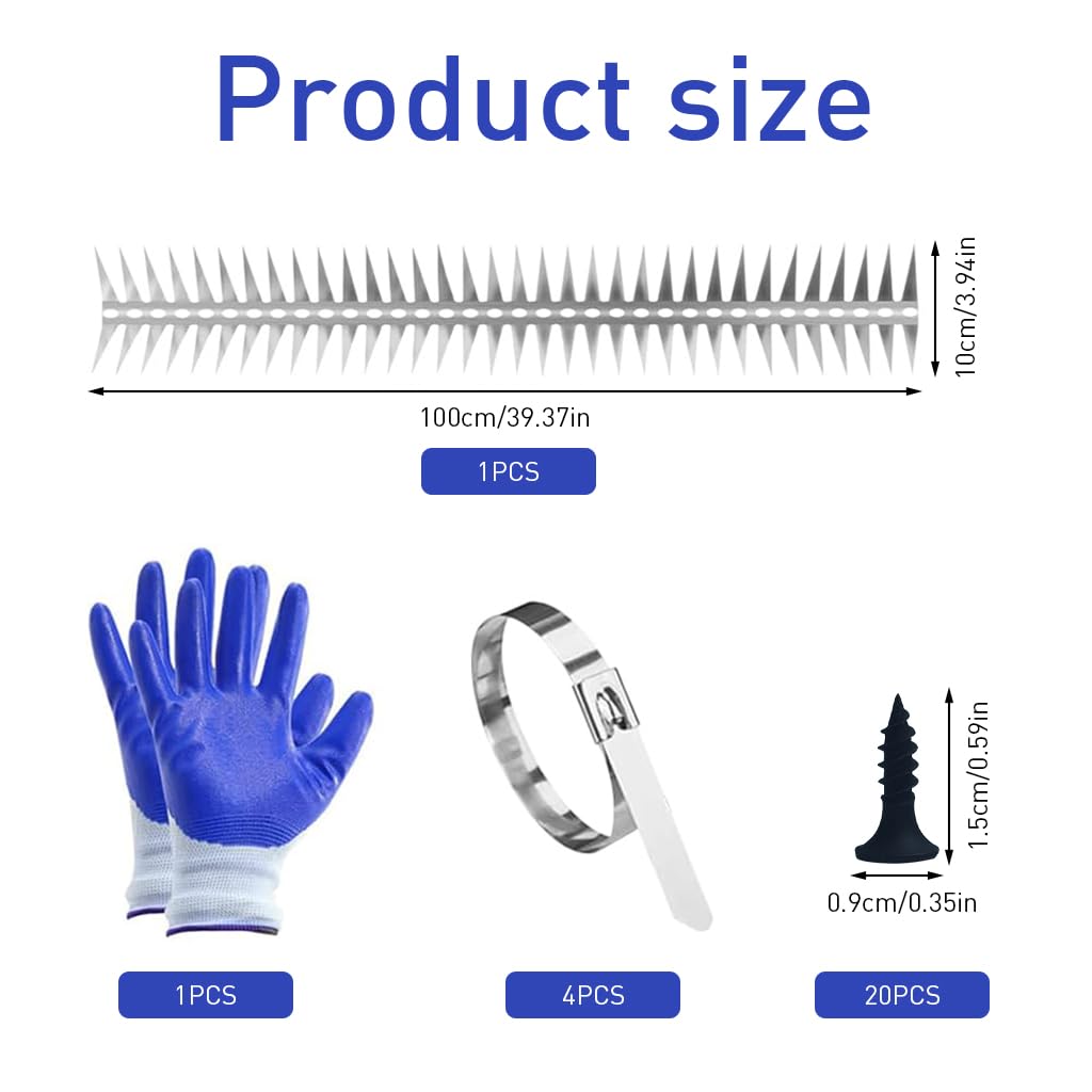 HASTHIP Bird Deterrent Spikes for Outdoor Surfaces with Double Row 100 cm Stainless Steel | Repels Birds and Rodents