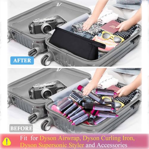HASTHIP® PU Leather Travel Case Compatible with Airwrap Styler/Shark Flexstyle, Portable Carrying Case for Supersonic Hair Dryer, Shockproof Protection Organizer Bag Travel Storage Bag