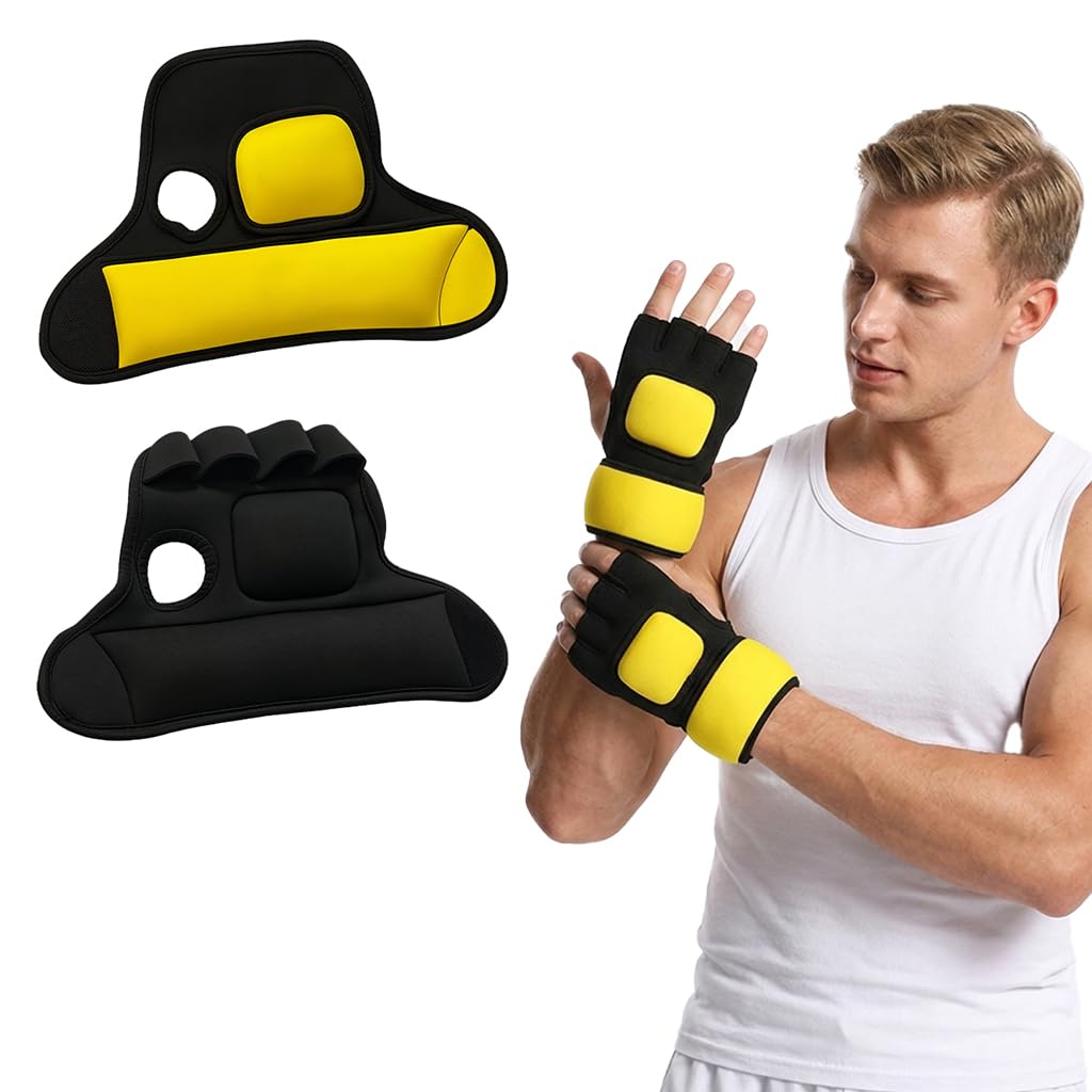 HASTHIP® 1 Par de Guantes Lastrados, Diseño con Bandas para Dedos y Correa de Muñeca Ajustable, Pesas de Mano para Principiantes para Correr, Boxeo, Cardio y Entrenamiento en Casa (1KG Cada Uno)