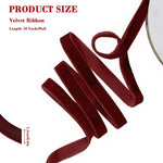 HASTHIP Red Velvet Ribbon Roll for Gift Wrapping and DIY Crafts featuring 10 Yards Length | 1.5 cm Wide Flocking Decorative Ribbon in Vibrant Red