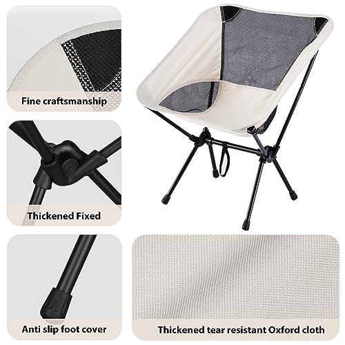 HASTHIP® Portable Chairs for Travelling, Camping with Carry Bag 600D Oxford Cloth Chair for Garden, Balcony, Outdoor Camping Folding Chair for Travel Small Foldable Chair Supports (300 Lbs) - White