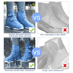 HASTHIP® Silicone Shoe Rain Cover for Men Waterproof Shoe Cover, Outdoor High Top Shoe Cover, Anti-slip Puncture Proof Sole Design Outdoor Shoe Rain Cover with Button Closure, US Size 7.5-9, Blue