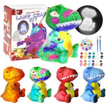 HASTHIP® 4.3 Inch Glowing Dinosaur Painting Kit for Kids, DIY Art Craft Set with 12 Colors, 2 Brushes, Creative Birthday Gift for Early Learning and Kindergarten