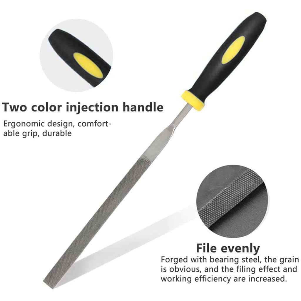 HASTHIP® 10Pcs File Tools Set, Premium Hardened Drop Forged Alloy Steel File Tools, Includes Flat, Flat Warding, Square, Triangular, Round, and Half-Round Files5mm*180mm in size/per one