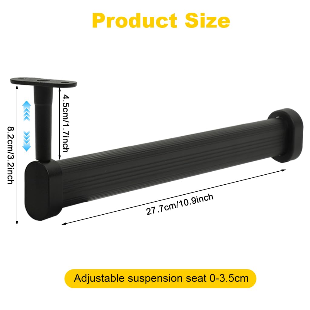 HASTHIP Wardrobe Hanger Rod for Under Shelf Storage with Adjustable Spacing and 11.8 in Aluminum Bar