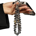 HASTHIP® Beaded Phone Charm for Girls Women Fashion Sparkling Acrylic Beading Phone Charm Phone Chain Lanyard Wrist Strap with Attachmen Piece & Quick Release Ring Buckle