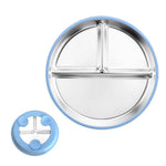 HASTHIP Kids Food Plate for Toddler Self Feeding with Suction Cups featuring 9 in 3 Compartment Stainless Steel Design