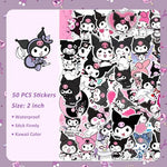 HASTHIP® 146PCS Kawaii Kuromi School Supplies Set Stationeries with Notebook Pencil Pouch Click Pens Card Holder Book Markers 50Pcs Stickers Note Girls Gift