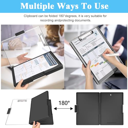 HASTHIP® Large A4 Clipboard File Folder, 2-in-1 Dual-Layer Design, Dry Erase Plastic Nursing Clipboard Box, High Capacity Clipboard Folder for Teacher Coaches, School & Office Supplies