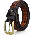 HASTHIP® Leather Belt for Men Casual Jeans Golf Men's Leather Woven Alloy Buckle Hand Braided Belts Gift for Man