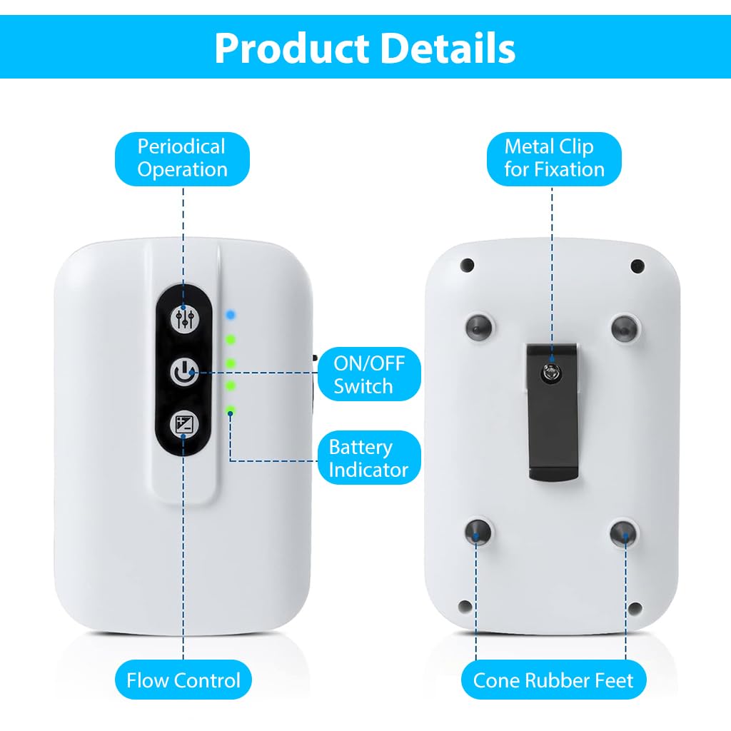 HASTHIP® Aquarium Air Pump, Portable Oxygen Pump for Aquarium Fish Tank, Cordless Fish Tank Oxygen Pump - 2W, 6L/Min, Long-Lasting Battery