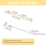 HASTHIP Necklace Extenders for Jewelry Making with Lobster Clasp | 10PCS 2.5 in Gold and Silver Chains
