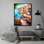 HASTHIP® Diamond Painting Kit 12x16 inch DIY Art Craft Lakeside Town Scenery Material for Home Wall Decor Gift with Tools and Accessories 2 PCS