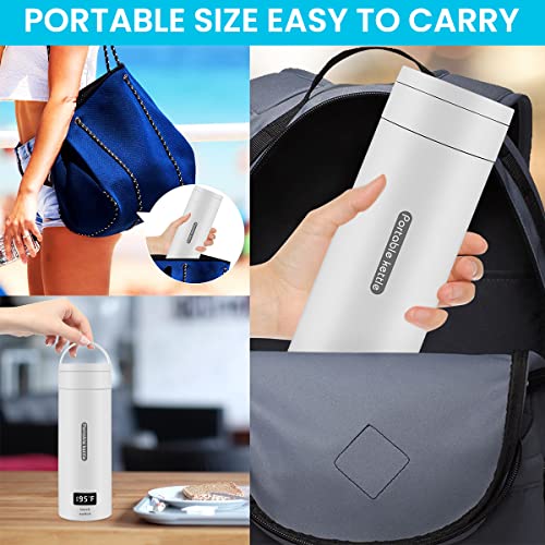 HASTHIP® Electric Kettle 0.4 Litre 300W Portable Water Bottle Hot Tea Mug Multipurpose Food Grade Fast Boil Auto Shut Off Travel LCD Smart Temperature Display 2PCS