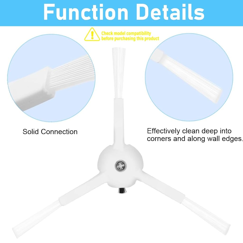 HASTHIP® 3pcs Side Brushes Replenishment Kit, Replacement Parts Compatible With Mi Robot MJST1S/Mop 2 Pro, Side Spinning Brushes Replacement Accessorie Cleaning Accessories - White