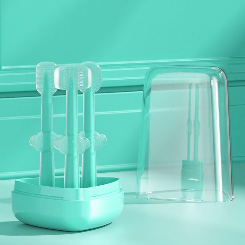 HASTHIP® 3 Pcs Silicone Baby Toothbrush Set for 0-18 Months Includes Newborn Tongue Cleaner, U-Shaped ToothScrubber, First Teething Toothbrush, Soft Gum Massager