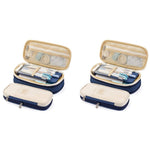 HASTHIP Pencil Pouch for Students with Double Zipper and Multiple Compartments 22x11cm Navy Blue 2 PCS