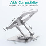 HASTHIP® Tablet Stand, Metal Stand Foldable, Adjustable Universal 360-degree Rotatable Metal Tablet Holder, Phone Stand Compatible for iPad/iPhone/iPad Pro or Other 4.7~12.9 Inch-Screen Devices