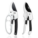 HASTHIP® 2Pcs Gardening Scissor Set, Garden Pruning Shears, Bypass & Anvil Secateurs with SK5 Carbon Steel Blades, Anti-slip Handles, Spring-loaded Ergonomic Hand Pruners for Trimming Plants