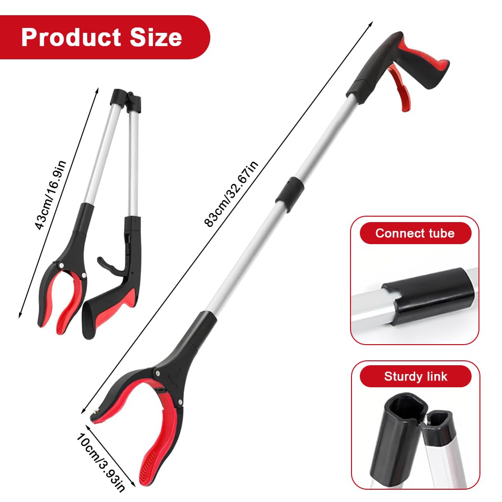HASTHIP Waste Grabber Reacher Tool for Litter Pick Up featuring 32 in Length and Magnet | Ergonomic Handle for Elderly and Indoor Outdoor Cleaning