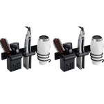 HASTHIP Hair Dryer Stand for Wall Mount Storage with 3 in 1 Holder and Aluminum Alloy Rack | Black 2PCS