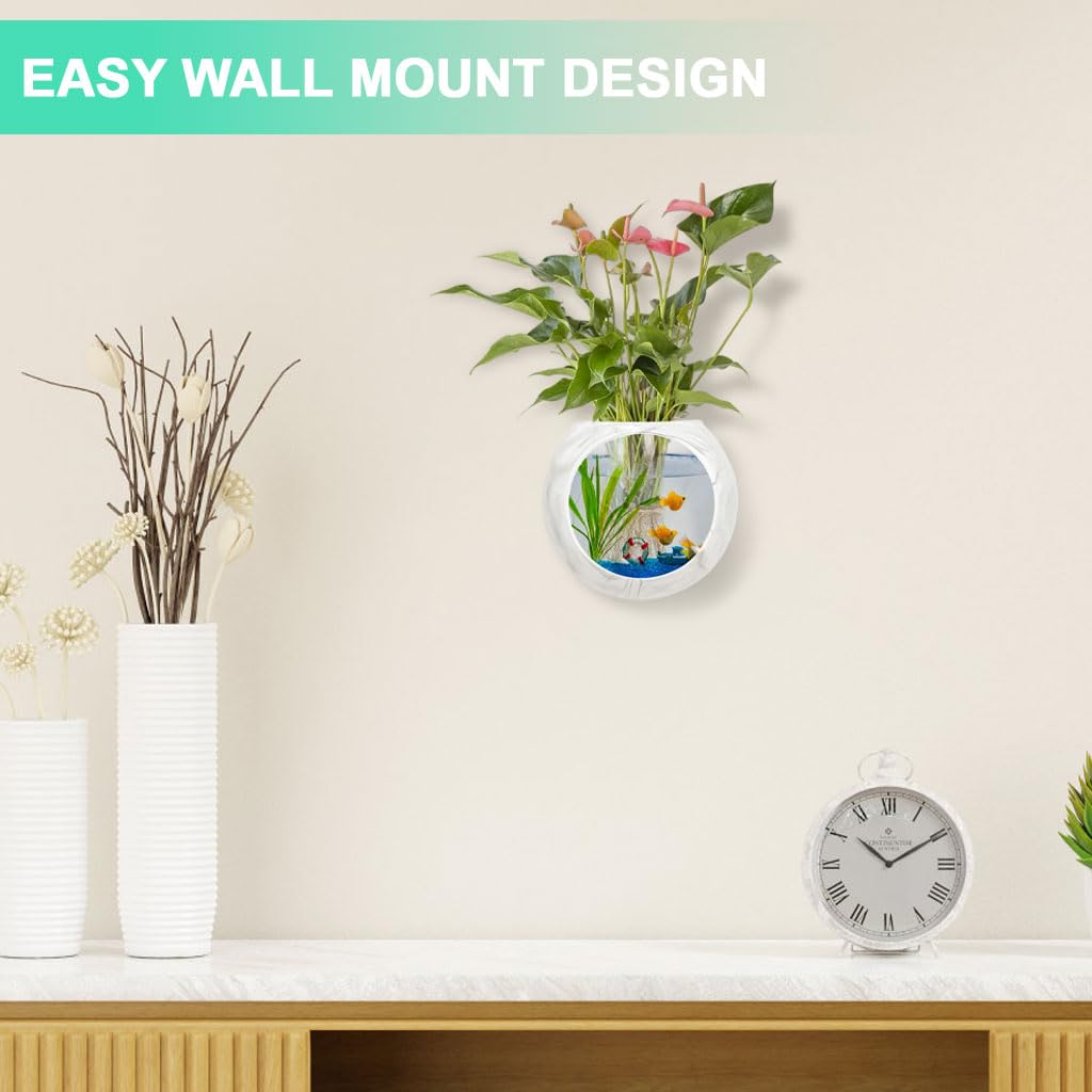 HASTHIP Wall Hydroponic Planter for Home Decor with No Drill Mount and 4.72 in Silicone Pot | Soil Free Indoor Plant Growing Jar