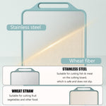 HASTHIP® Double-Sided Cutting Board - Stainless Steel Cutting Board & Wheat Straw Chopping Board for Meat Fruit Veggies,