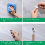 HASTHIP® 8 Pack Stainless Steel Adhesive Wall Hanger Self Hooks Waterproof Heavy Duty Sticky for Hanging Bathroom Kitchen Robe Coat Towel Utensils Narrow Hook 3 PCS