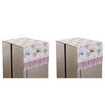 HASTHIP Refrigerator Cover for Double Door Fridge with Floral Print Lace Hem | 27.6 x 67 in Dust Proof 2PCS