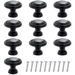 HASTHIP Cabinet Knobs for Kitchen and Drawer Upgrade with 1.25 in Round Zinc Alloy Design | 10 Pack Black Rust‑Resistant Pulls
