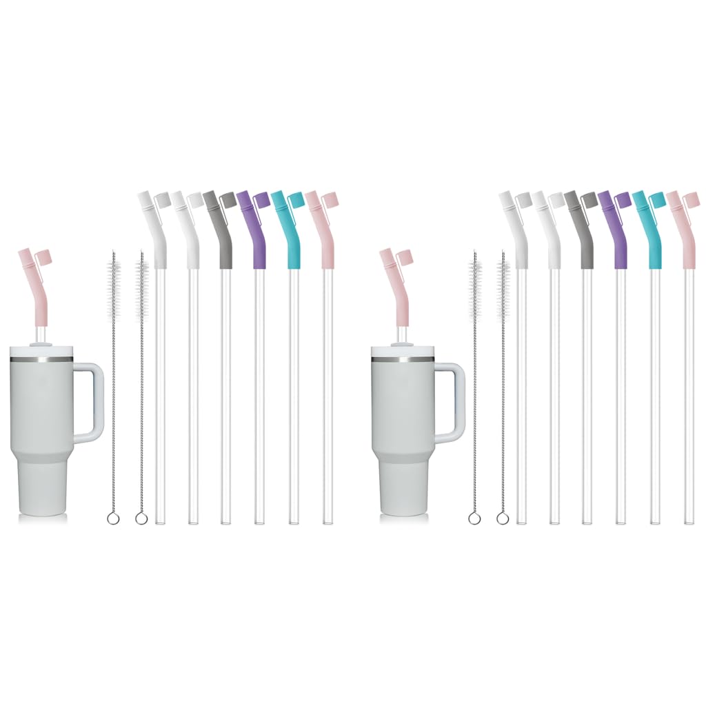 HASTHIP Silicone Straw Extenders for 8–10mm Straws with Dustproof Cap and 2 Cleaning Brushes