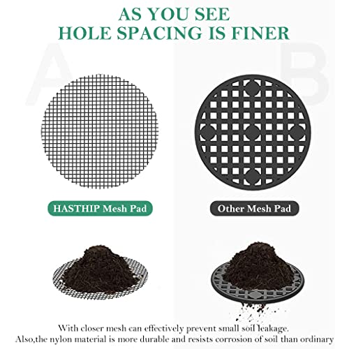 HASTHIP® 150PCS Flower Pot Hole Mesh Pad for Keep Soil from Flowing Away, 10cm Round Drainage Hole Screens for Bonsai Pot, Succulent, Table Top Planters