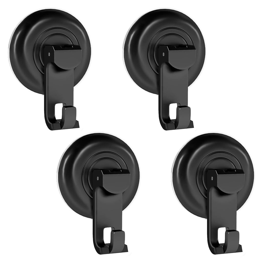 HASTHIP Wall Hooks for Bathroom and Kitchen with Strong Vacuum Suction Cup | 4Pcs Removable Set