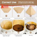 HASTHIP® 100 Count Unbleached V60 Coffee Filters,Natural Cone Shaped Disposable Paper for Pour Over and Drip Coffee Makers,Fits 2-4 Cup Brewers Eco-Friendly Wedge Filter