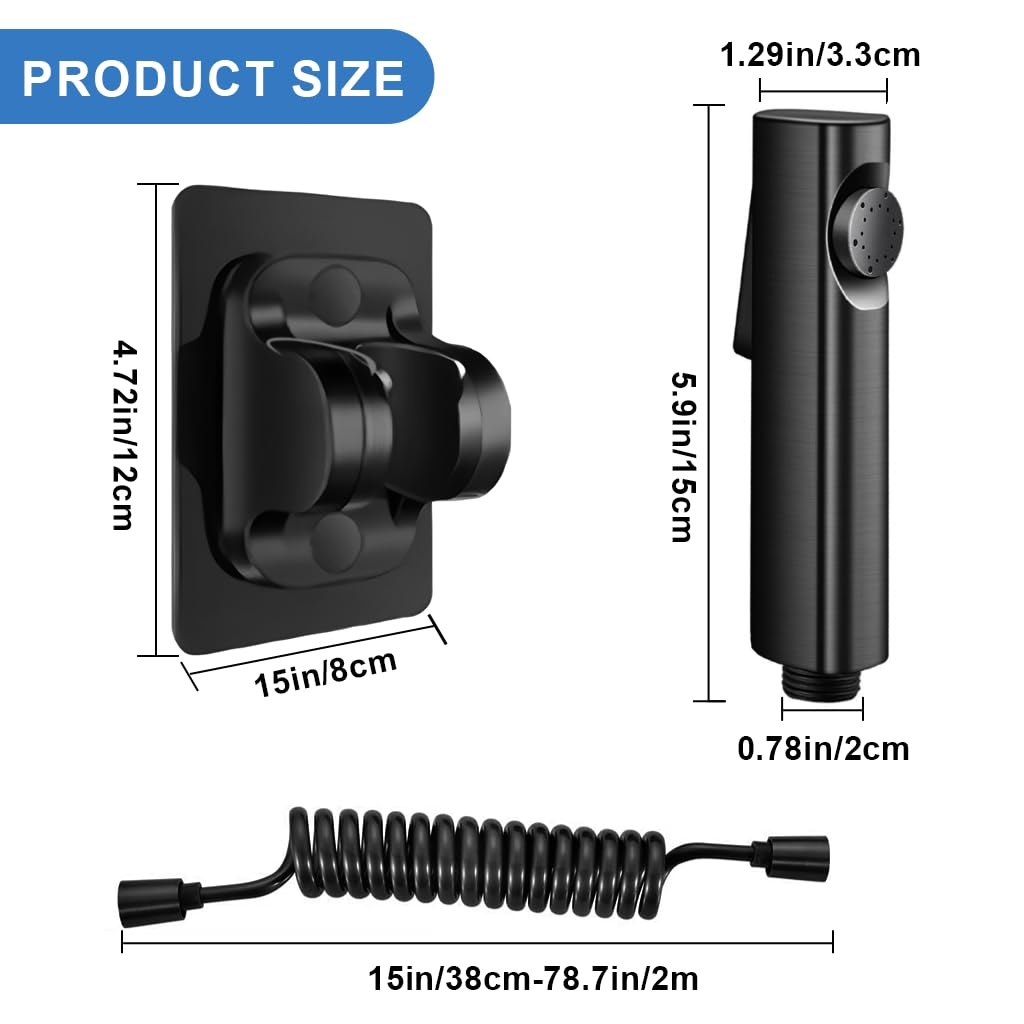 HASTHIP Faucet for Toilet with 6.6ft Spring Coiled Hose and No Drill Bracket | Pressurized ABS Spray Gun