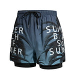 HASTHIP® Bañador para Hombre, Pantalones Cortos de Playa con Bolsillos, Secado Rápido, Capa Doble, Ropa Deportiva de Verano, Pantalones Estampados para Natación, Running y Actividades al Air