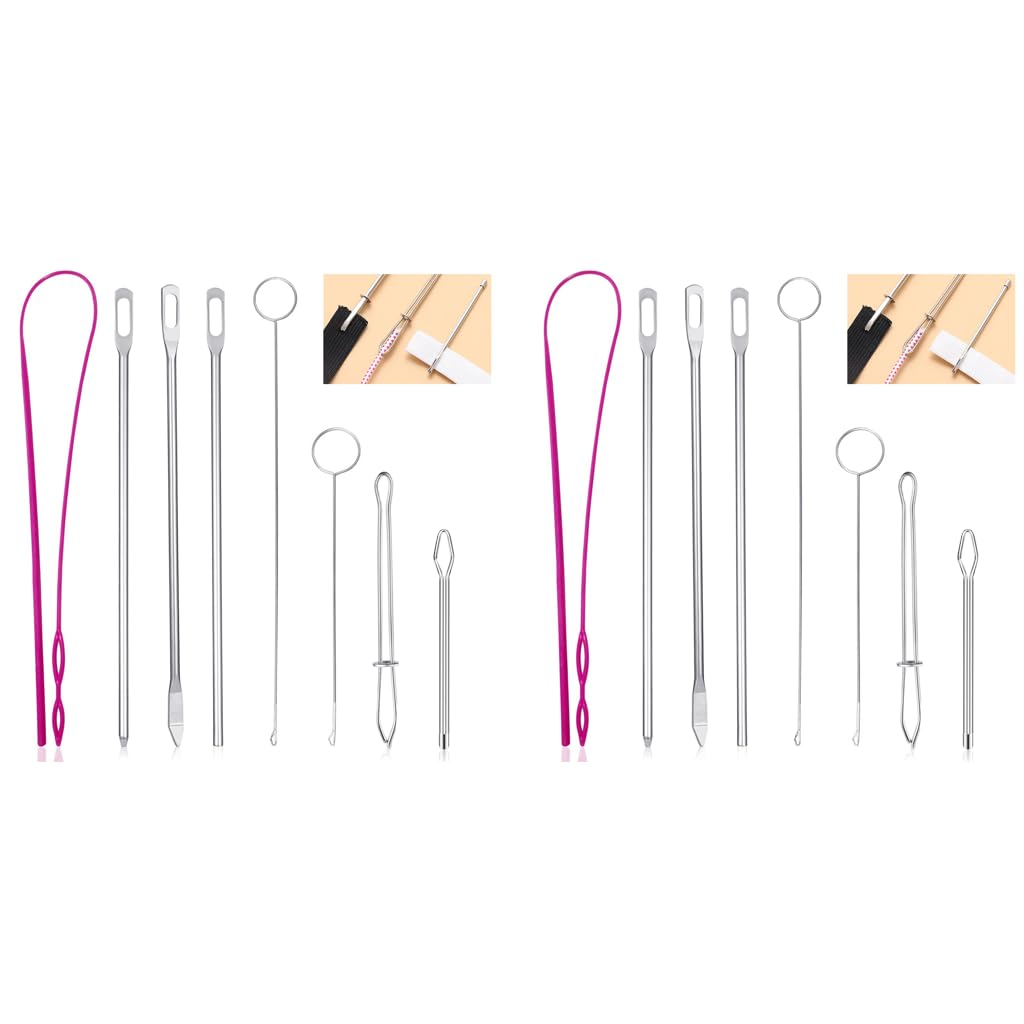 HASTHIP Drawstring Threader Tool Set for Sewing and Clothing Repair featuring 8 pcs stainless steel and plastic tools | includes loop turner hooks tweezers and flexible threader