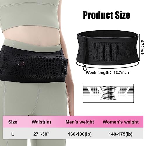 HASTHIP® Slim Running Belt Bag with Hook Elastic Open Waist Bag for Keep Phone, Keys, Earbuds, Waist Bag with Large Capacity Running Waist Pack for Workouts, Exercise, Cycling, Travel