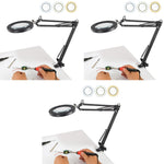 HASTHIP Desk LED Magnifier for Repairing and Reading with 15X Lens and Flexible Arm | USB 3‑Color Lighting
