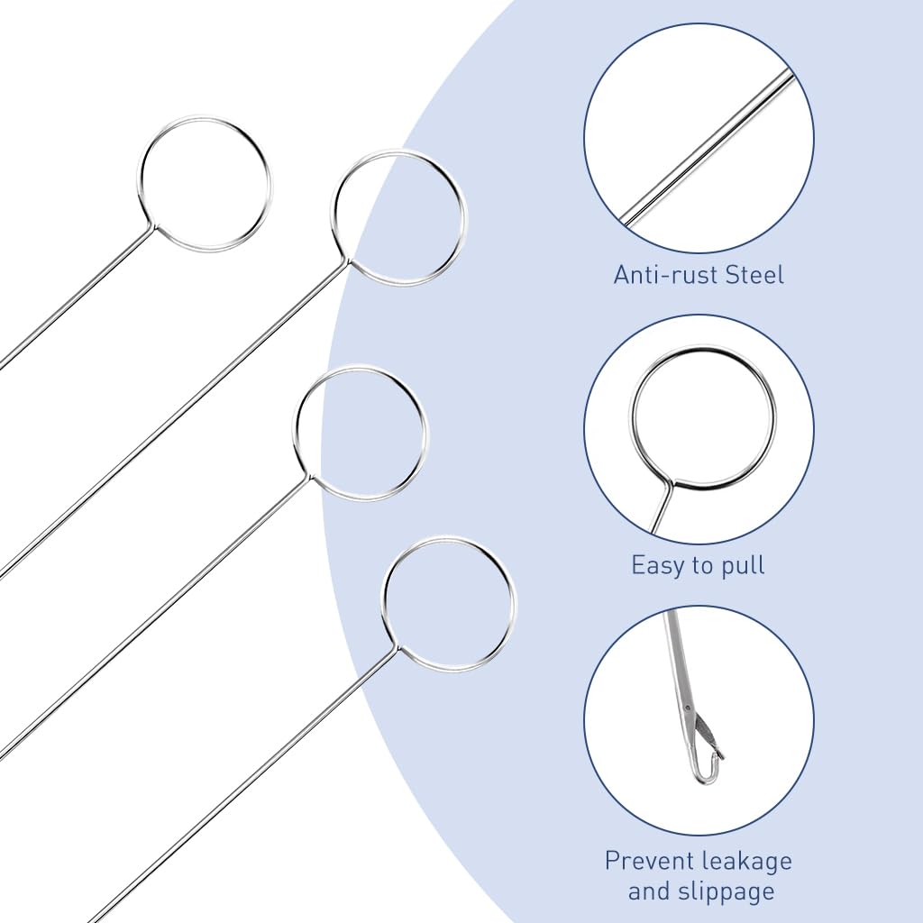 HASTHIP® 4 PCS Sewing Loop Turner Hook, 10.4 Inch Loop Turner Needle Hook with Latch Tongue Crochet ToolSewing Loop Turner Hook for Handmade Sewing Tools Silicone Beads Durable Metal